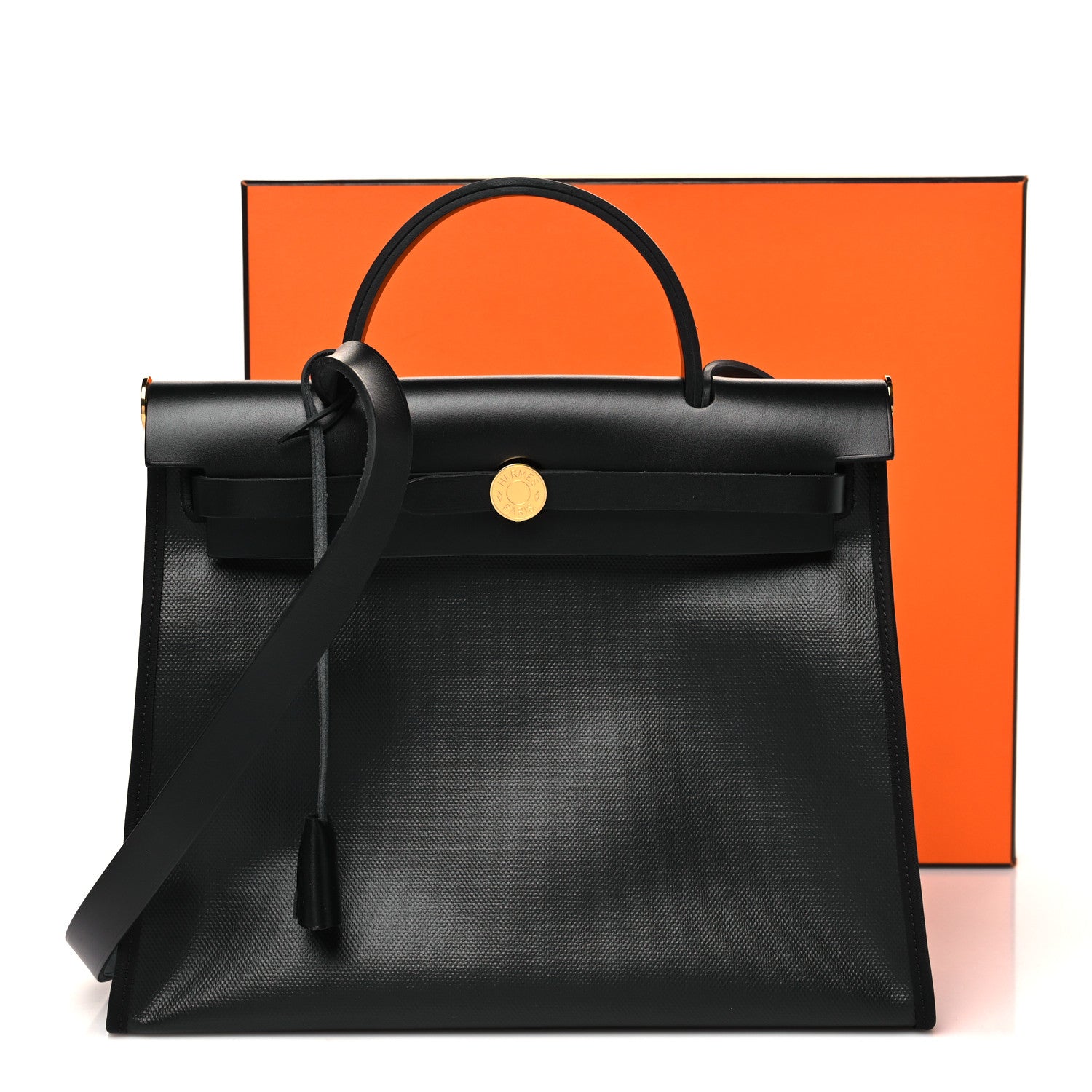 Hermes Toile H Berline Vache Hunter Herbag Zip PM 31 Black Ecru