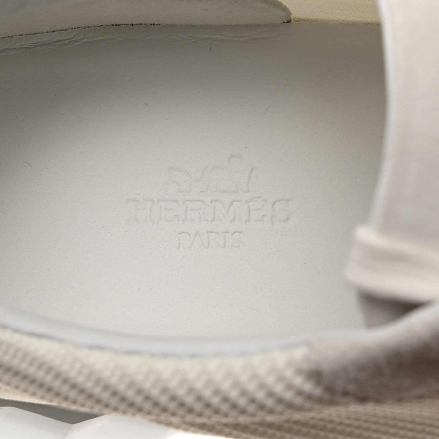 Hermes Technical Canvas Suede Goatskin Bouncing Sneakers 38.5 White 7 of 8