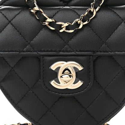 Chanel Lambskin Quilted CC In Love Heart Clutch With Chain Black 8 of 11