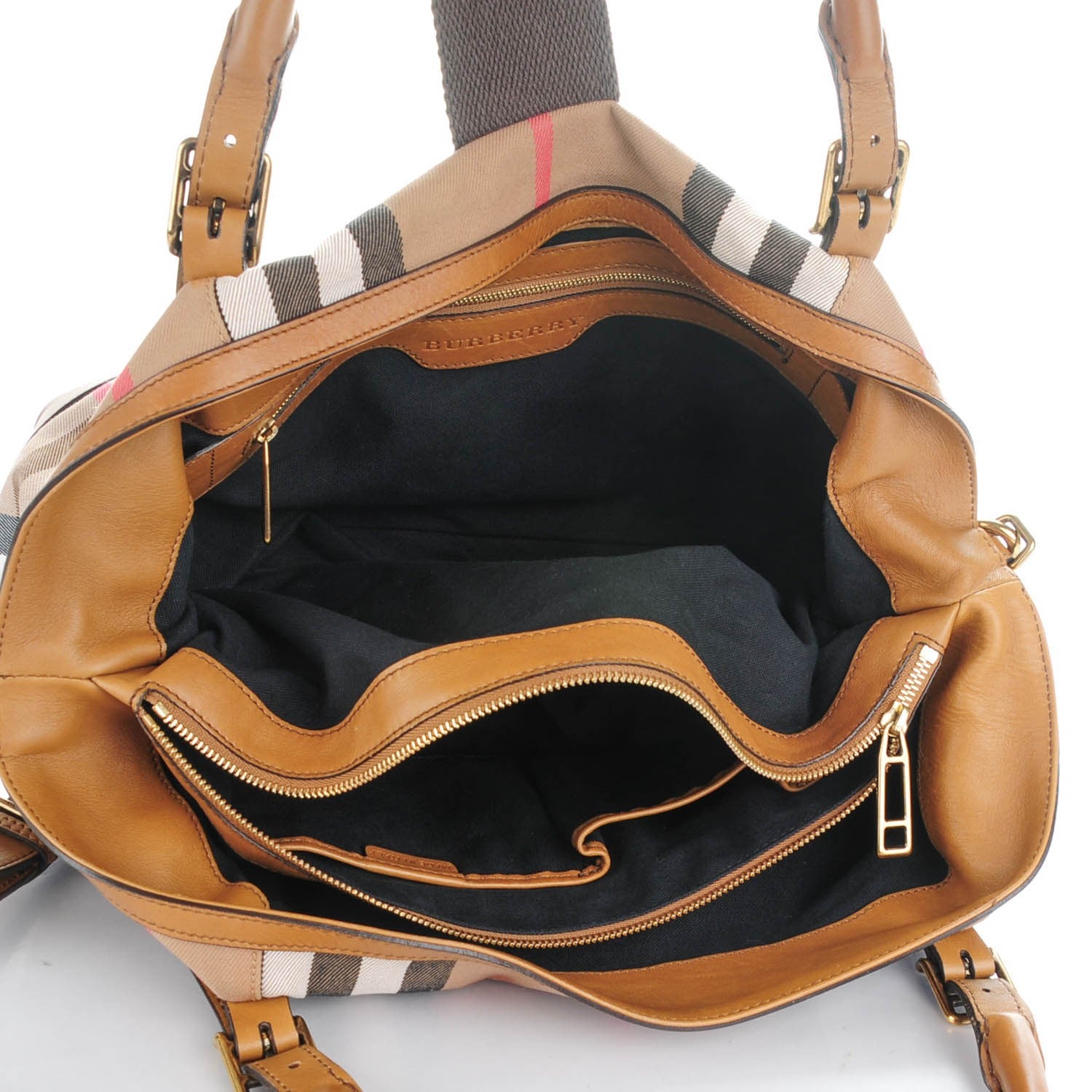 Burberry House Check Medium Clementon Satchel Camel 5 of 10