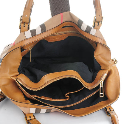 Burberry House Check Medium Clementon Satchel Camel 5 of 10
