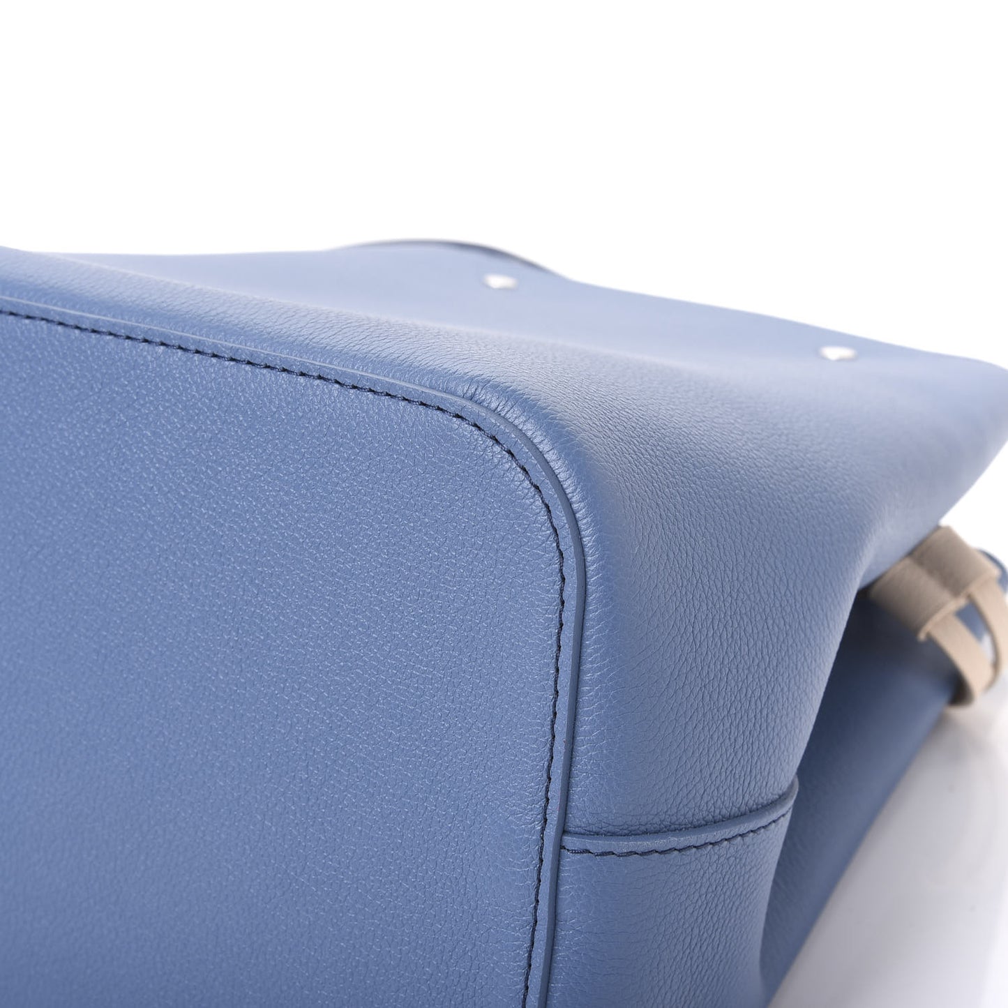 Calfskin Lockme Bucket Blue Jean