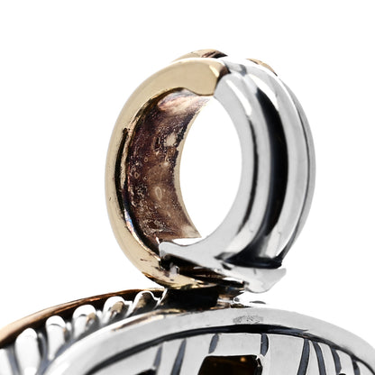 David Yurman Sterling Silver 18K Yellow Gold Diamond Smoky Quartz 19mm Albion Enhancer Pendant 5 of 5