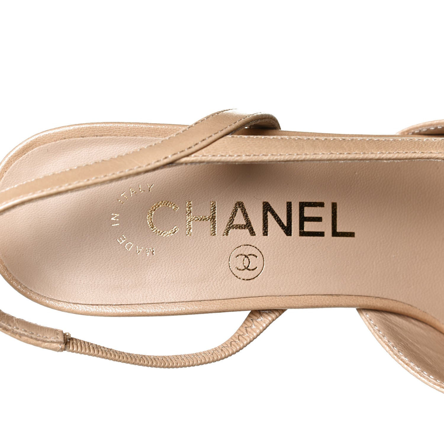Chanel Goatskin Grosgrain Cap Toe CC Slingback Pumps 36 Beige Black 10 of 11