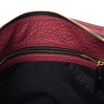 Burberry Signature Grain Calfskin Check Embossed Small Chichester Crossbody Clutch Bag Dark Plum 8 of 10