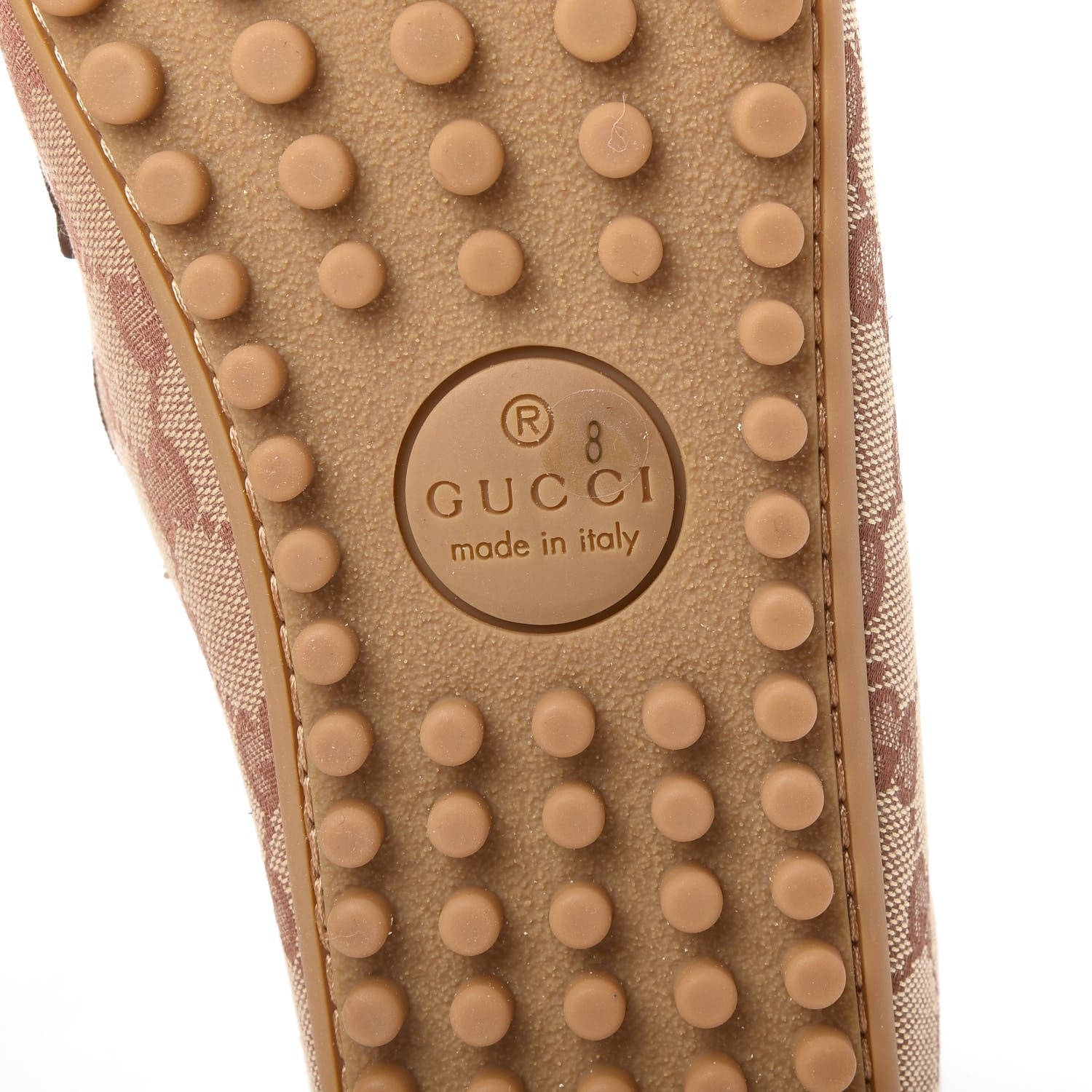 Gucci GG Monogram Suede Mens Driver Loafers 8 Beige Ruggine Cuir 6 of 9