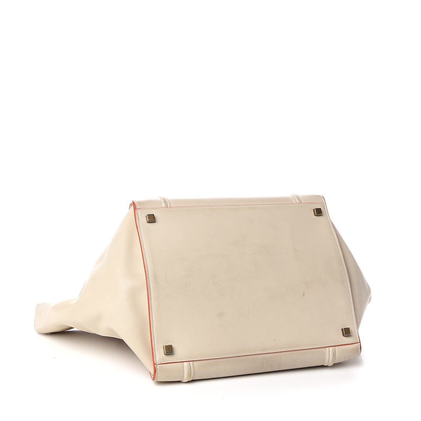 Smooth Calfskin Medium Phantom Luggage Chalk Orange Trim