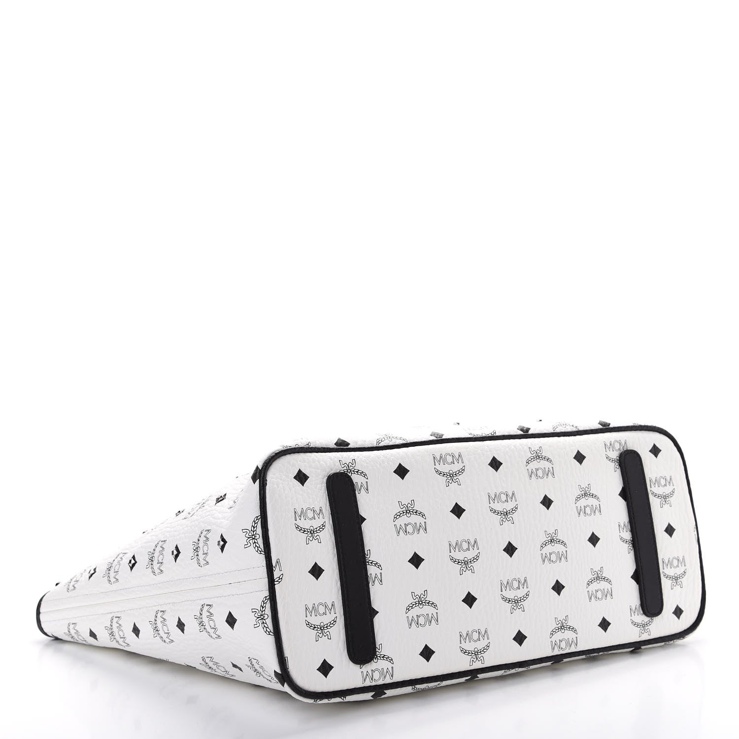 MCM Visetos Studded Medium Anya Zip Top Shopper Tote White 4 of 10