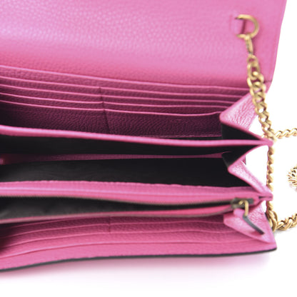 Gucci Cellarius Calfskin GG Marmont Chain Wallet Pink Tropical Flower 5 of 11