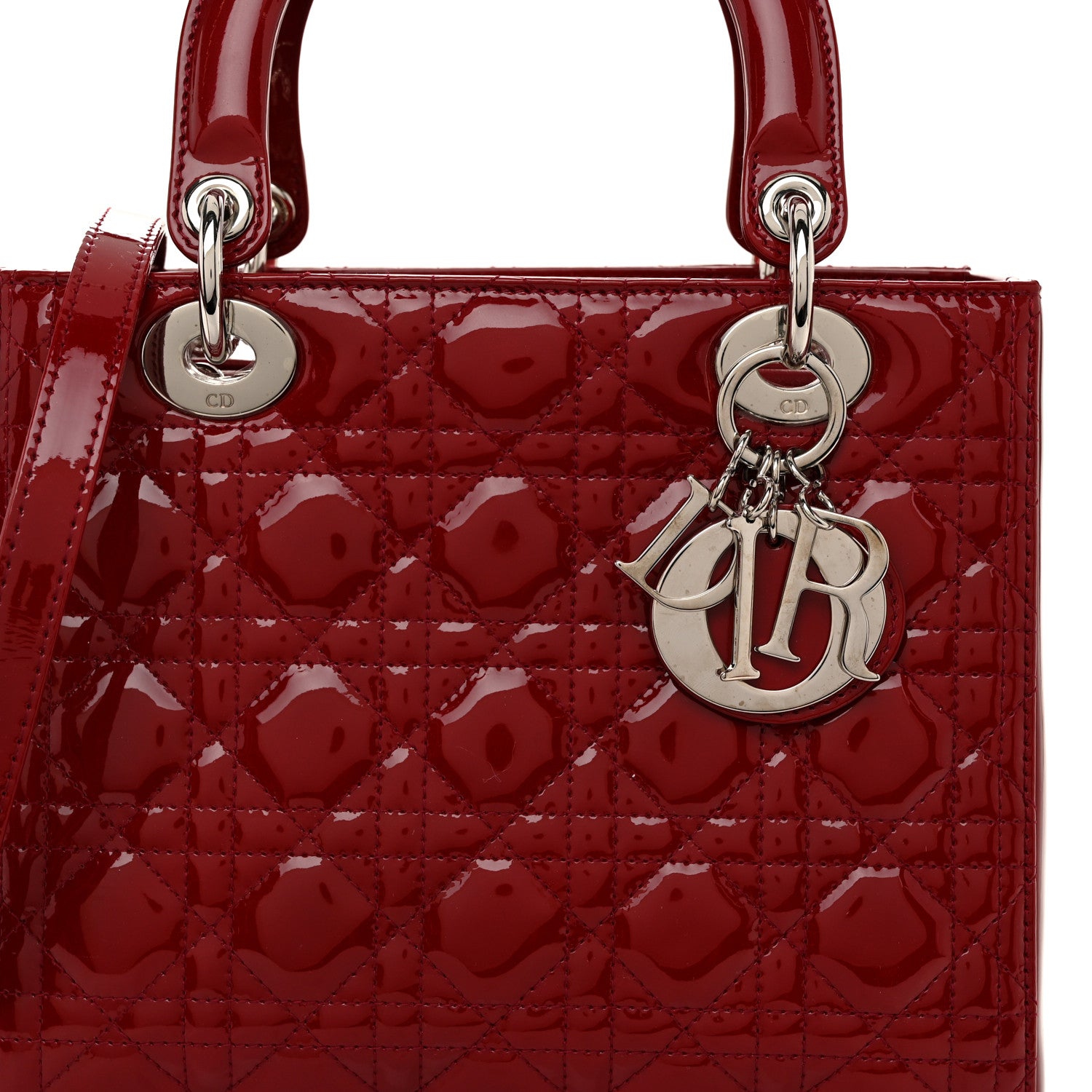 Christian Dior Patent Cannage Medium Lady Dior Red 8 of 10