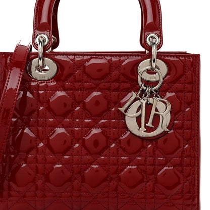 Christian Dior Patent Cannage Medium Lady Dior Red 8 of 10