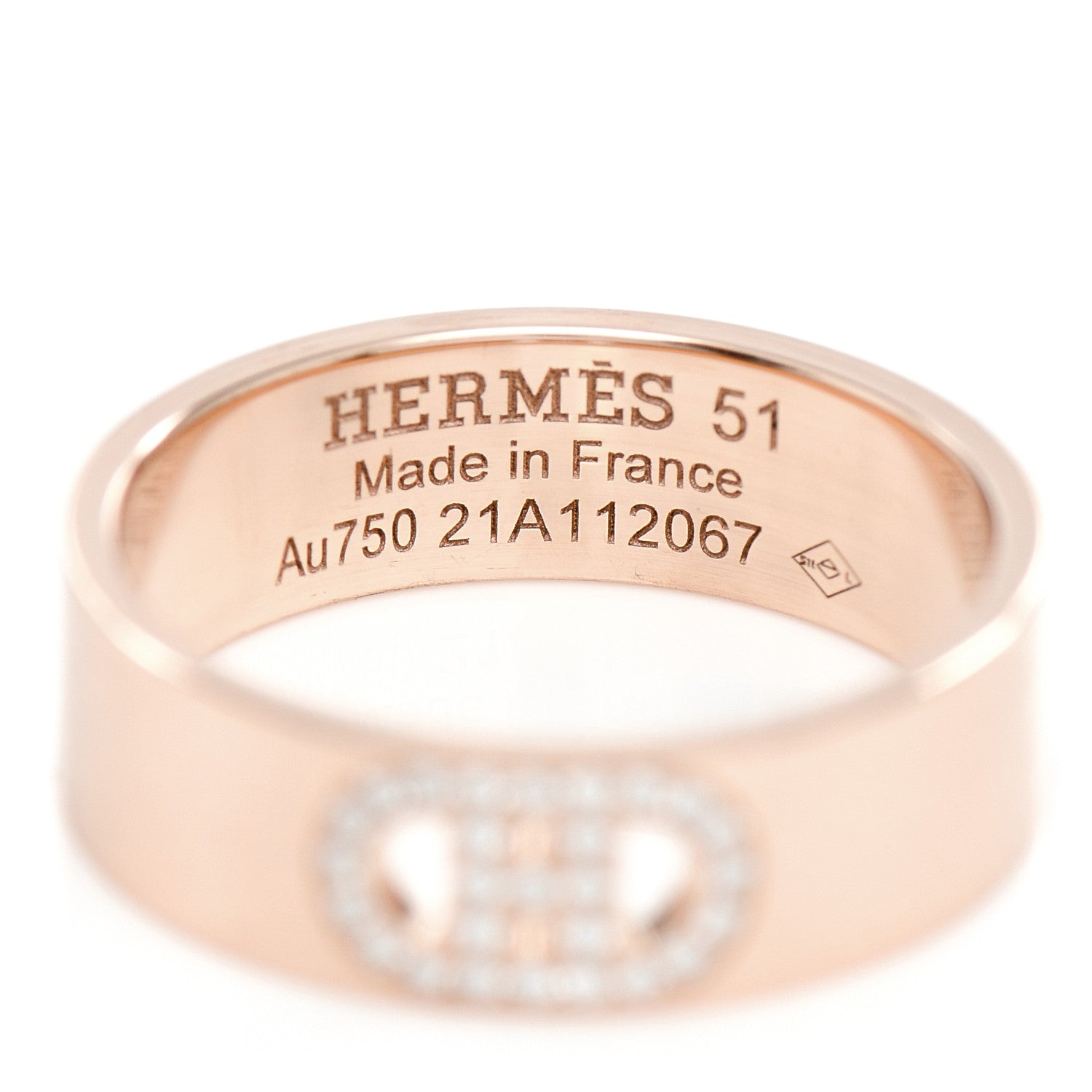 Hermes 18K Rose Gold Diamond PM H D'Ancre Ring 51 5.75 4 of 5