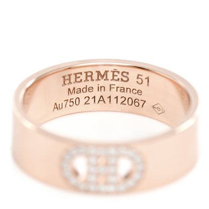 Hermes 18K Rose Gold Diamond PM H D'Ancre Ring 51 5.75 4 of 5