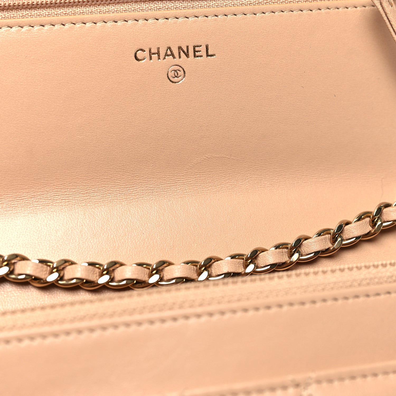 Chanel Lambskin Quilted Trendy CC Wallet On Chain WOC Beige 13 of 14