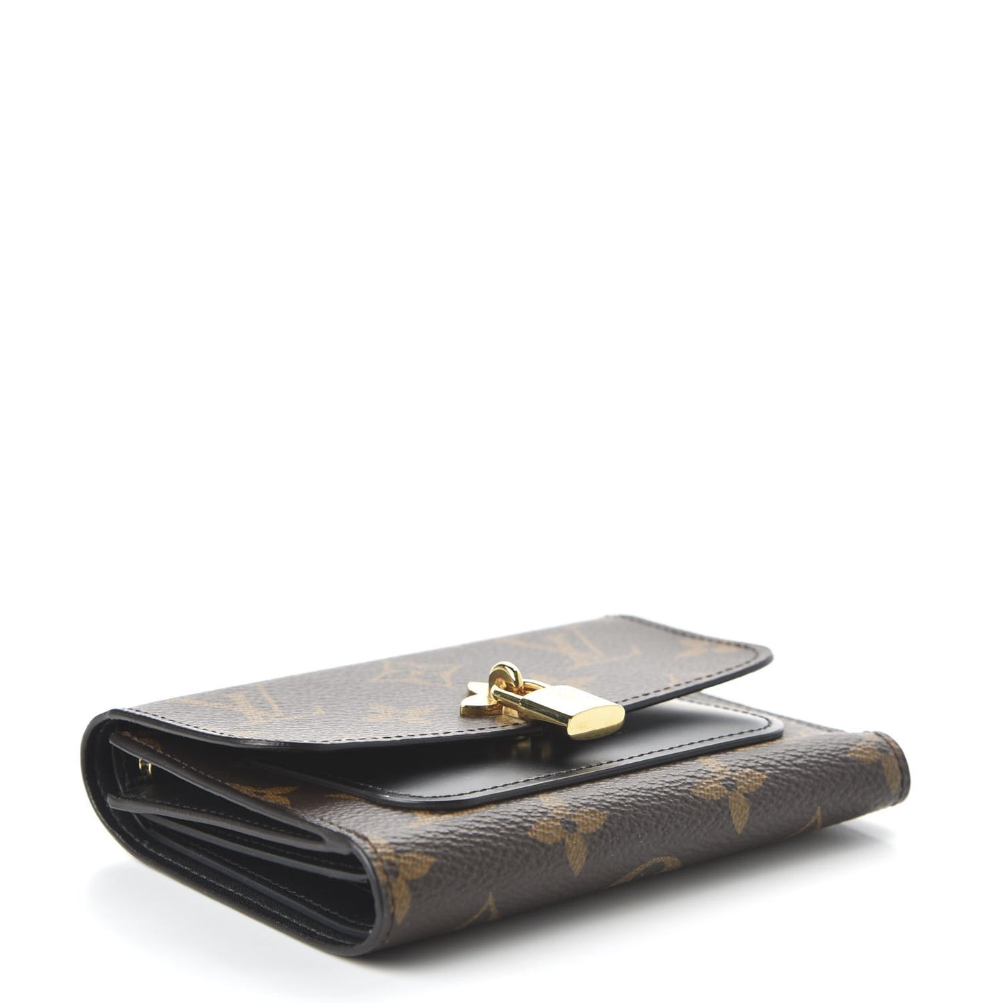 Monogram Flower Lock Compact Wallet Black