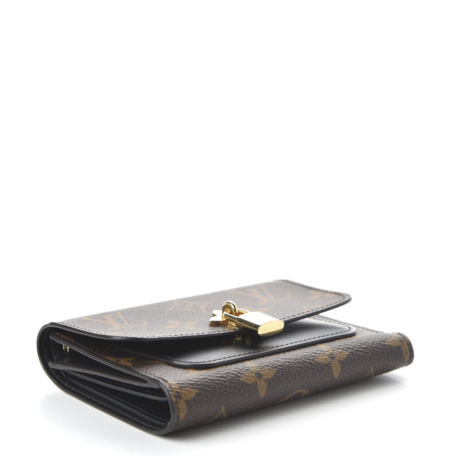 Louis Vuitton Monogram Flower Lock Compact Wallet Black 4 of 10