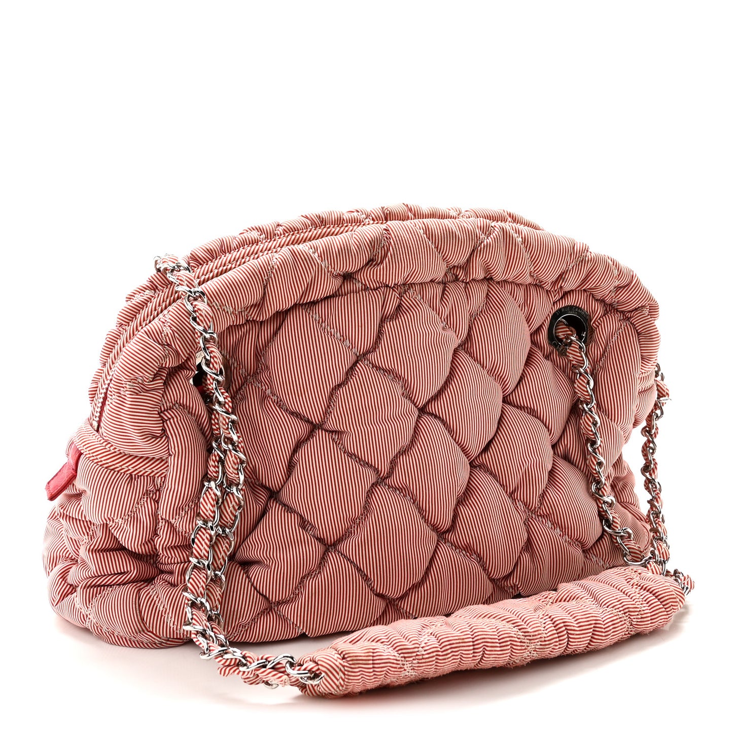Nylon Bubble Quilt Shoulder Bag Red White