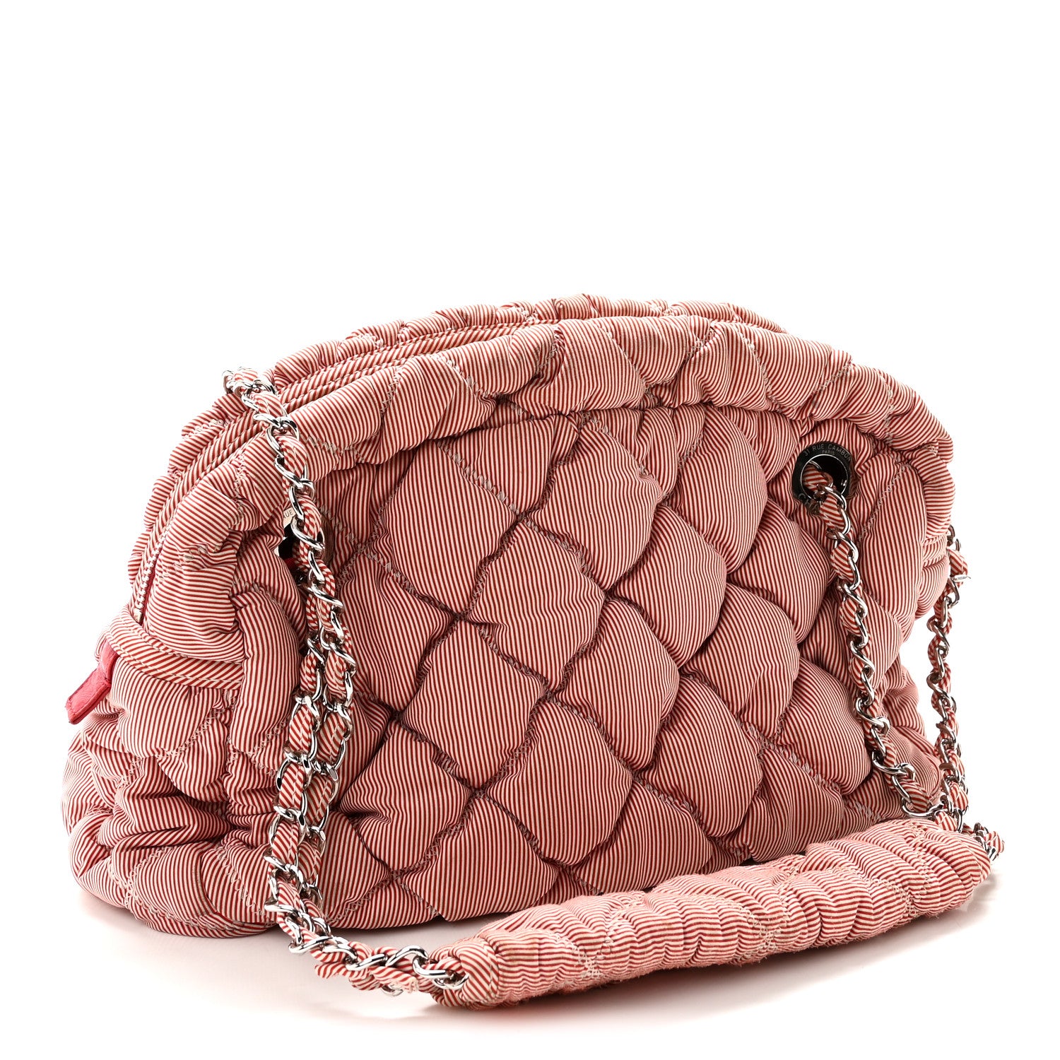 Chanel Nylon Bubble Quilt Shoulder Bag Red White 3 of 10