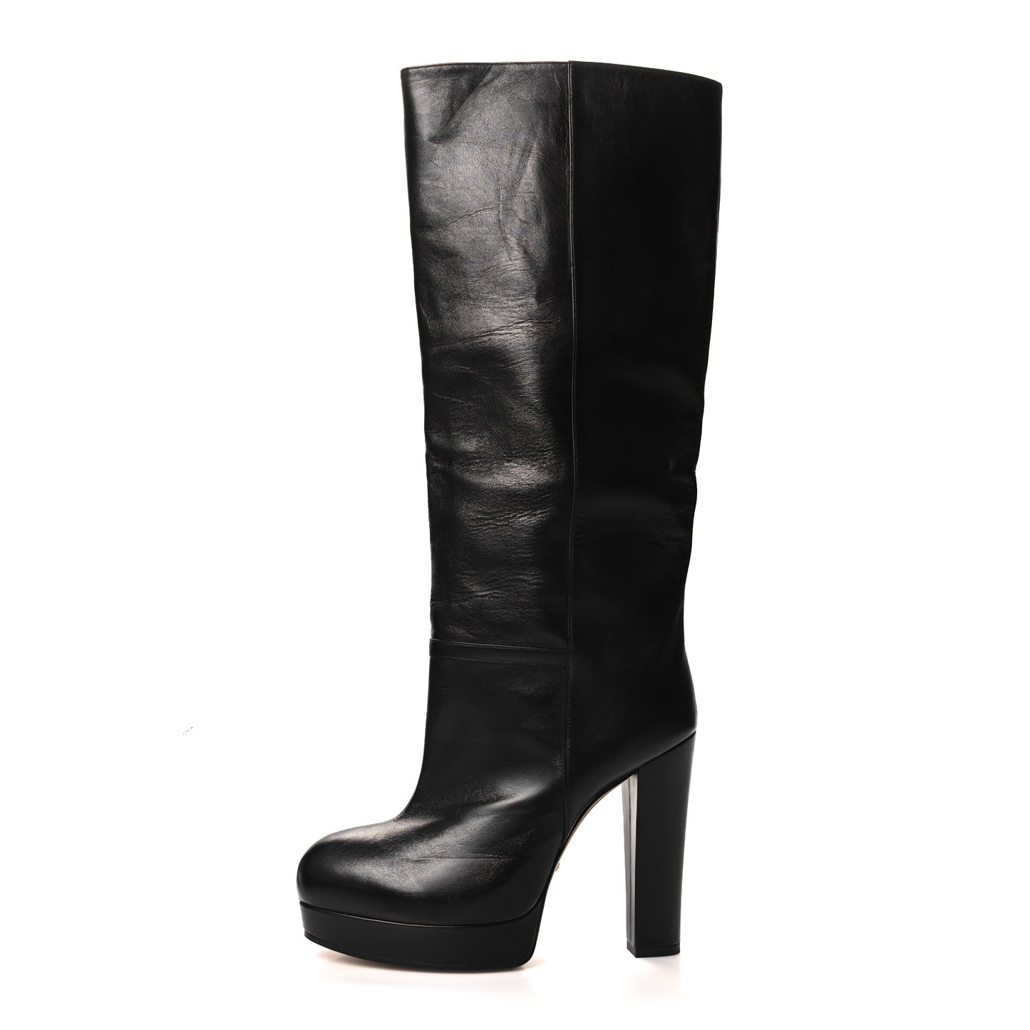 Calfskin Larius Knee High Boots 39 Black