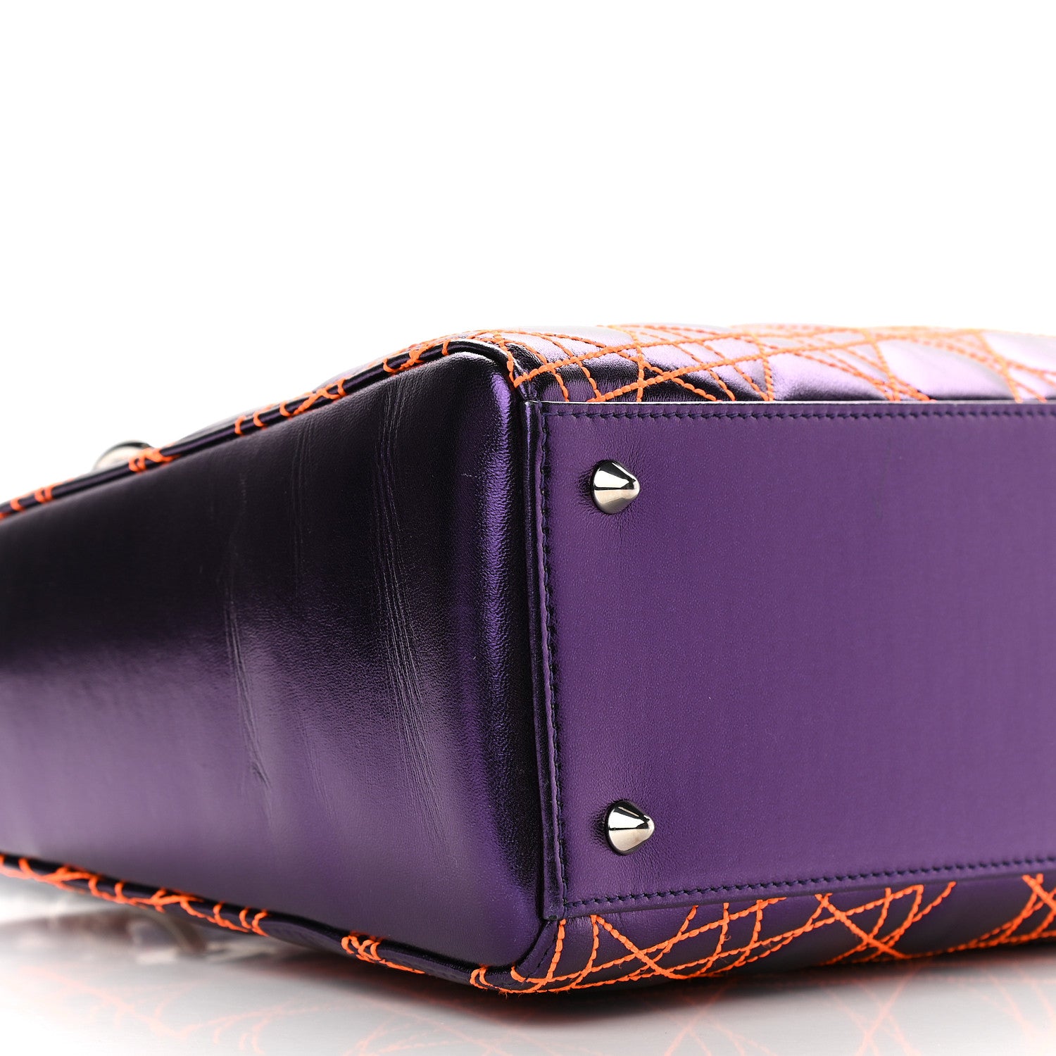 Christian Dior Metallic Lambskin Cannage Medium Anselm Reyle Lady Dior Purple Orange 5 of 8