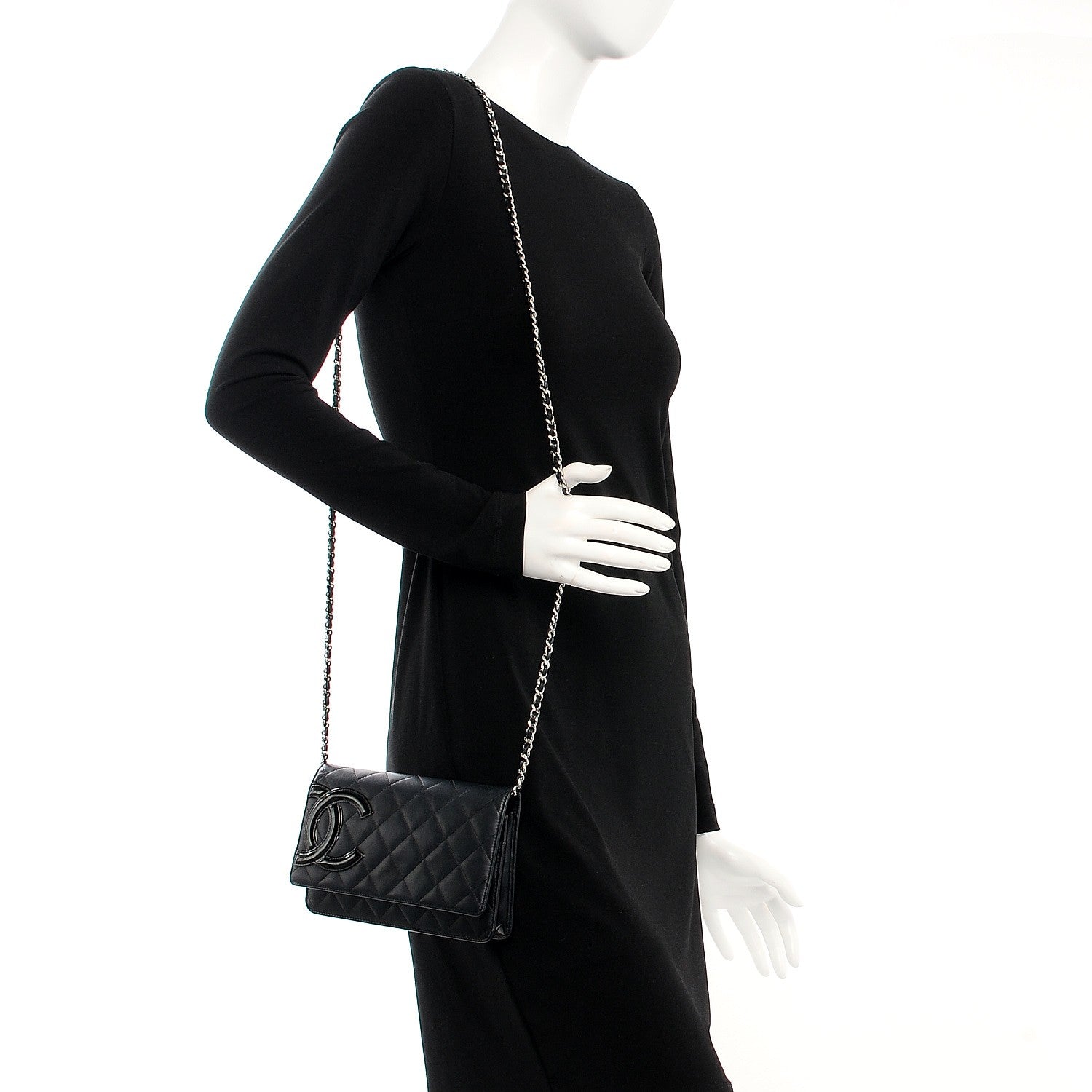 Chanel Calfskin Quilted Cambon Wallet On Chain WOC Black 2 of 10