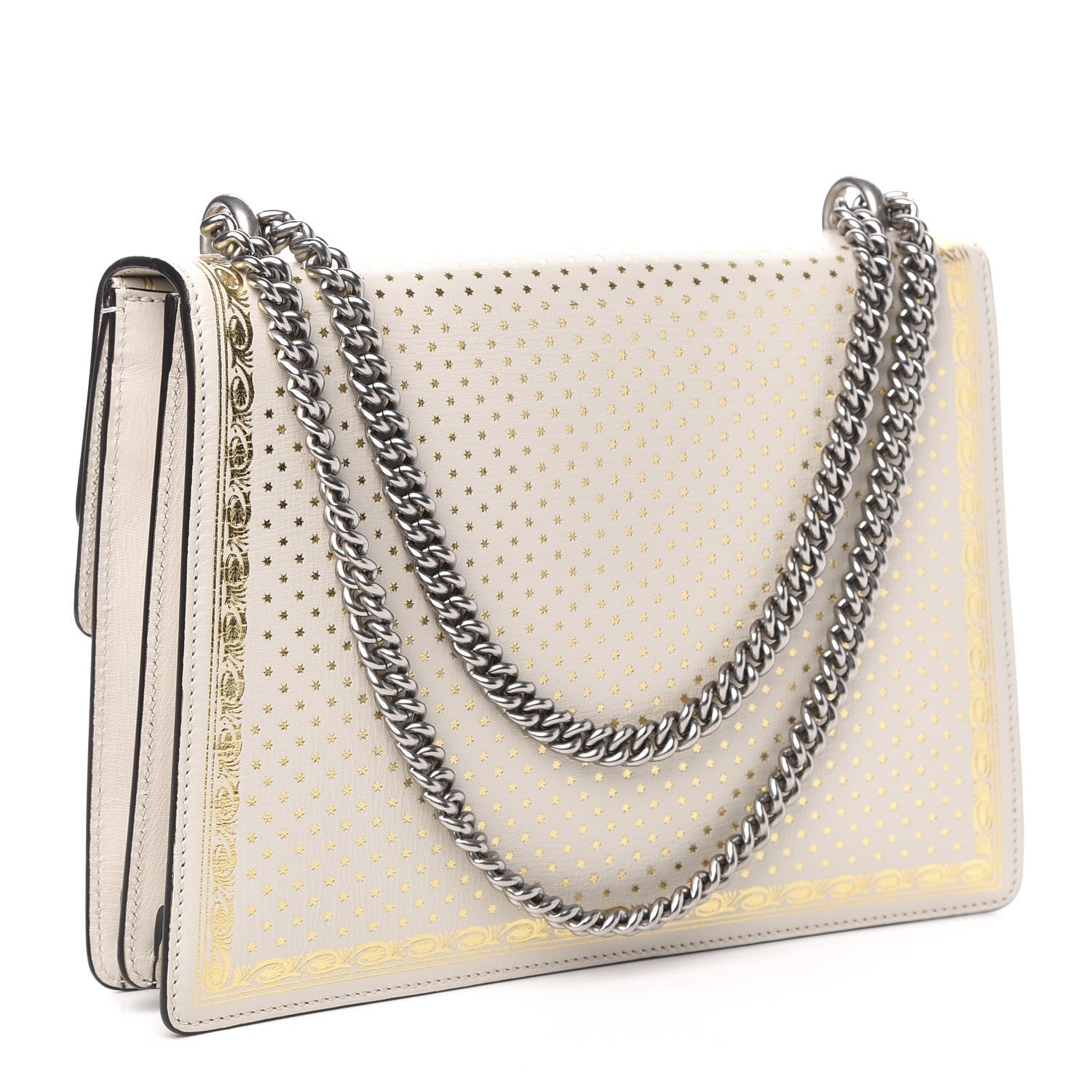 Gucci X SEGA Calfskin GUCCY Stars Medium Dionysus Shoulder Bag Mystic White Gold 3 of 10