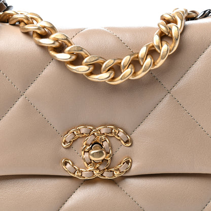 Chanel Lambskin Quilted Medium Chanel 19 Flap Dark Beige 10 of 11