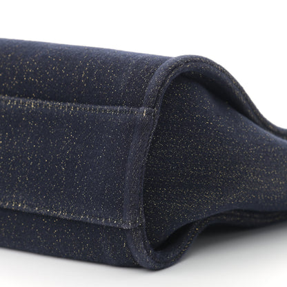 Chanel Lurex Canvas Small Deauville Tote Navy Blue Gold 10 of 12