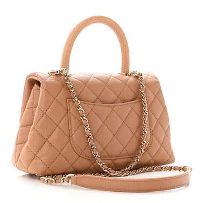 Chanel Caviar Quilted Lizard Embossed Mini Coco Handle Flap Brown 4 of 11
