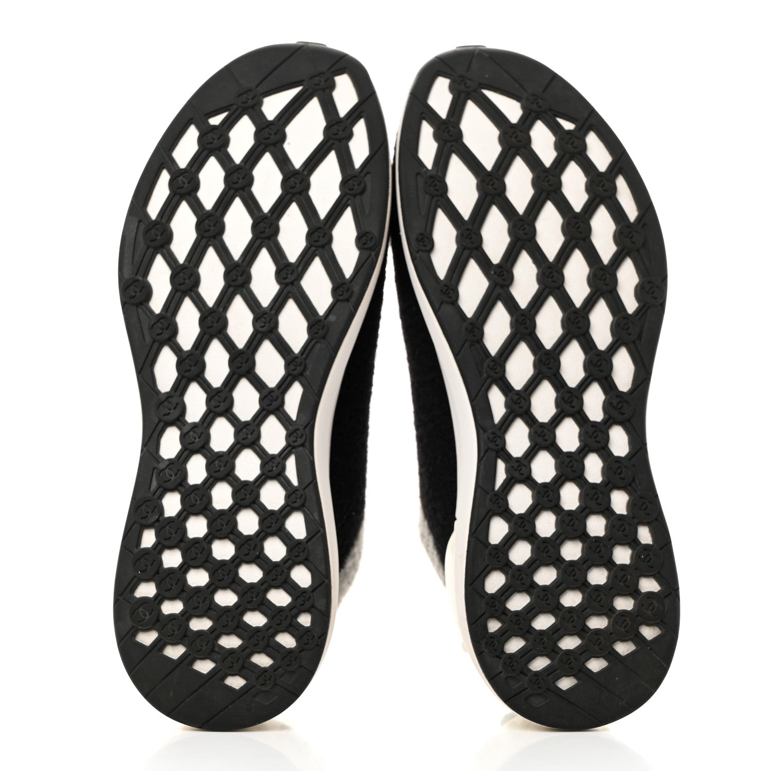 Chanel Mixed Fabrics Knit Sneakers 37.5 Black Grey White 5 of 8