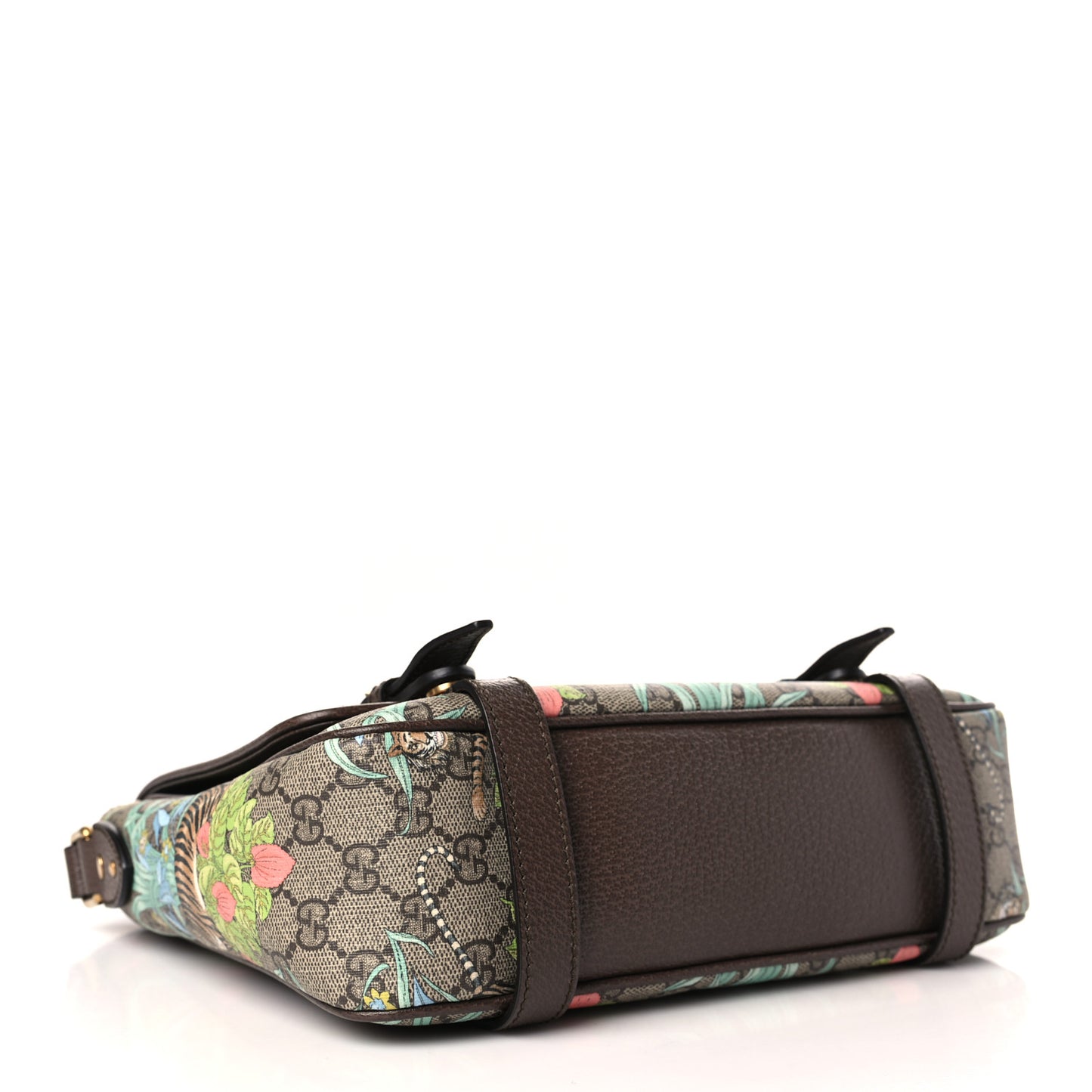 GG Supreme Monogram Tiger Savanah Textured Dollar Calfskin Retro Interlocking G Flap Messenger Bag Beige Ebony Multicolor New Acero