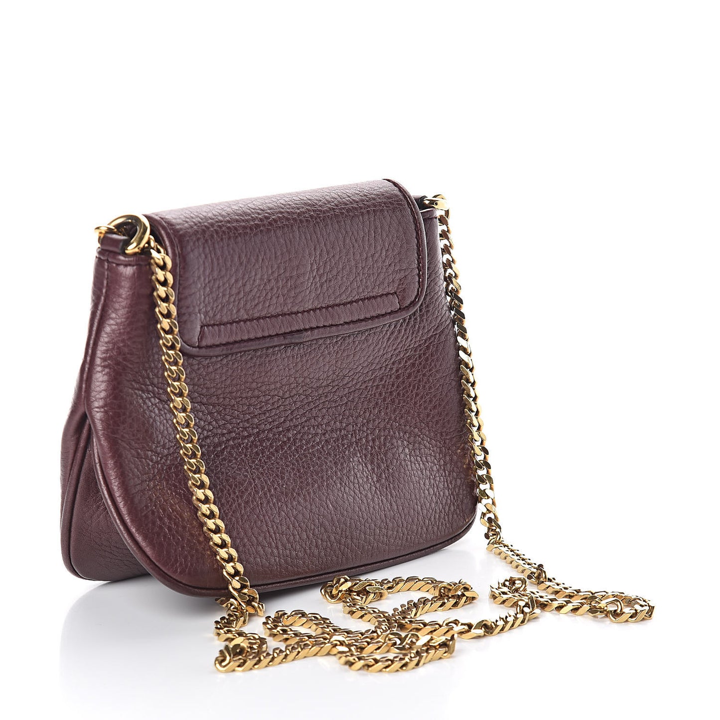 Metallic Pebbled Calfskin Small 1973 Chain Shoulder Bag Classic Burgundy