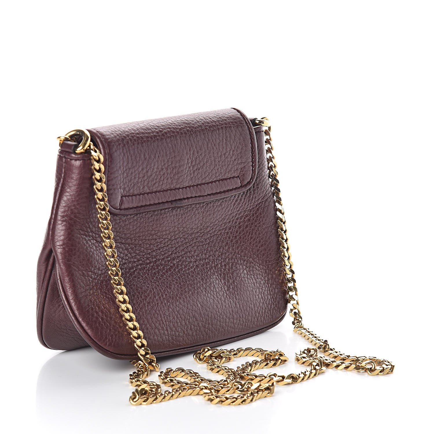 Gucci Metallic Pebbled Calfskin Small 1973 Chain Shoulder Bag Classic Burgundy 3 of 10