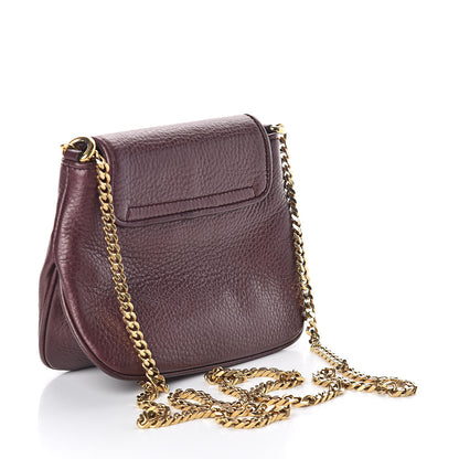 Gucci Metallic Pebbled Calfskin Small 1973 Chain Shoulder Bag Classic Burgundy 3 of 10