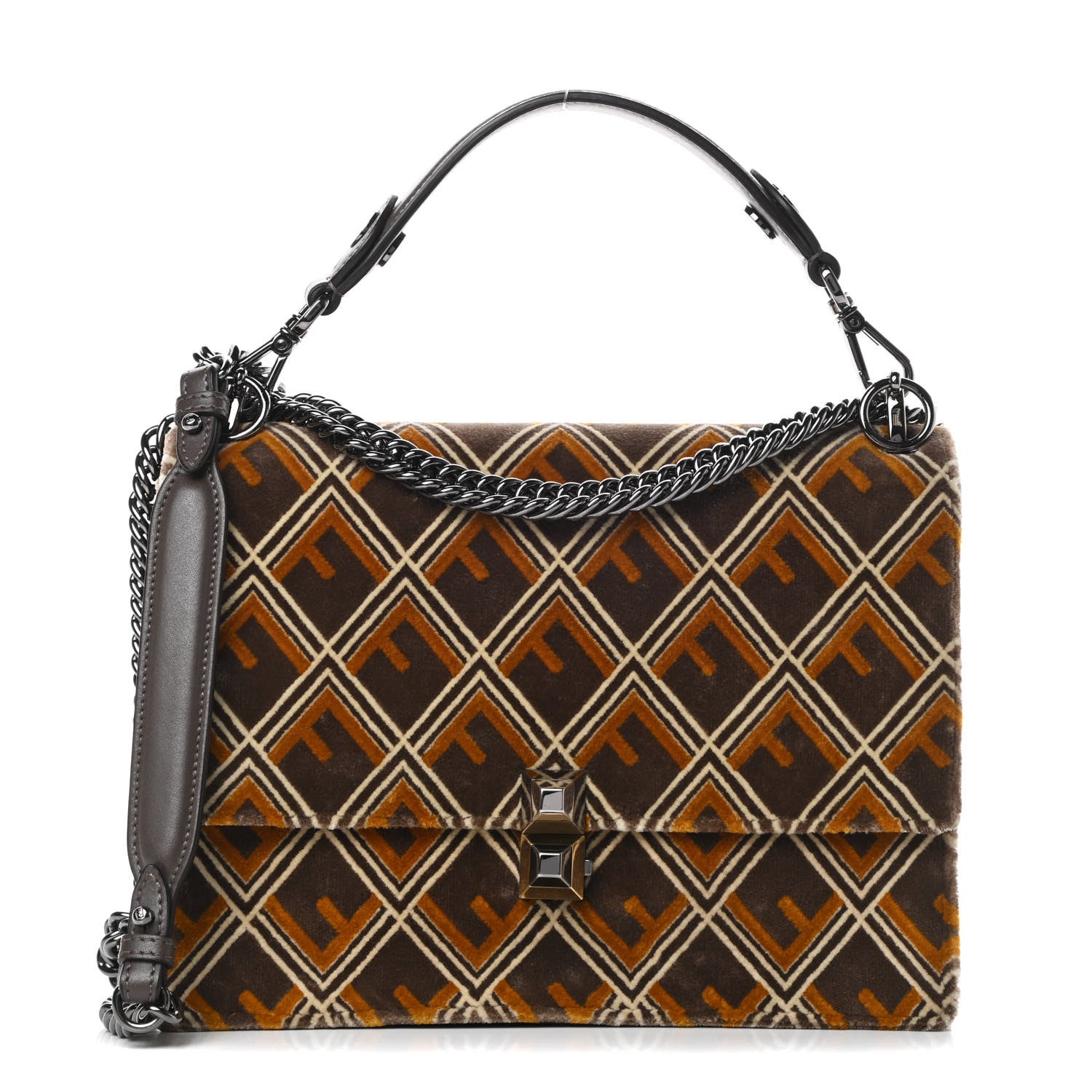 Fendi Calfskin Velvet Tappetino Kan I Shoulder Bag Multicolor 1 of 11