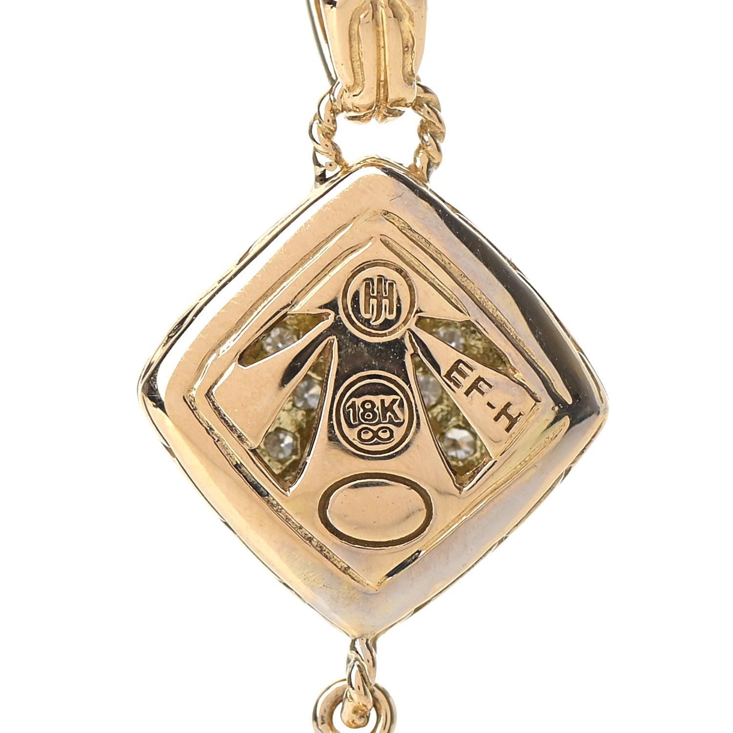 John Hardy 18K Yellow Gold Diamond Hammered Drop Pendant Necklace 4 of 5