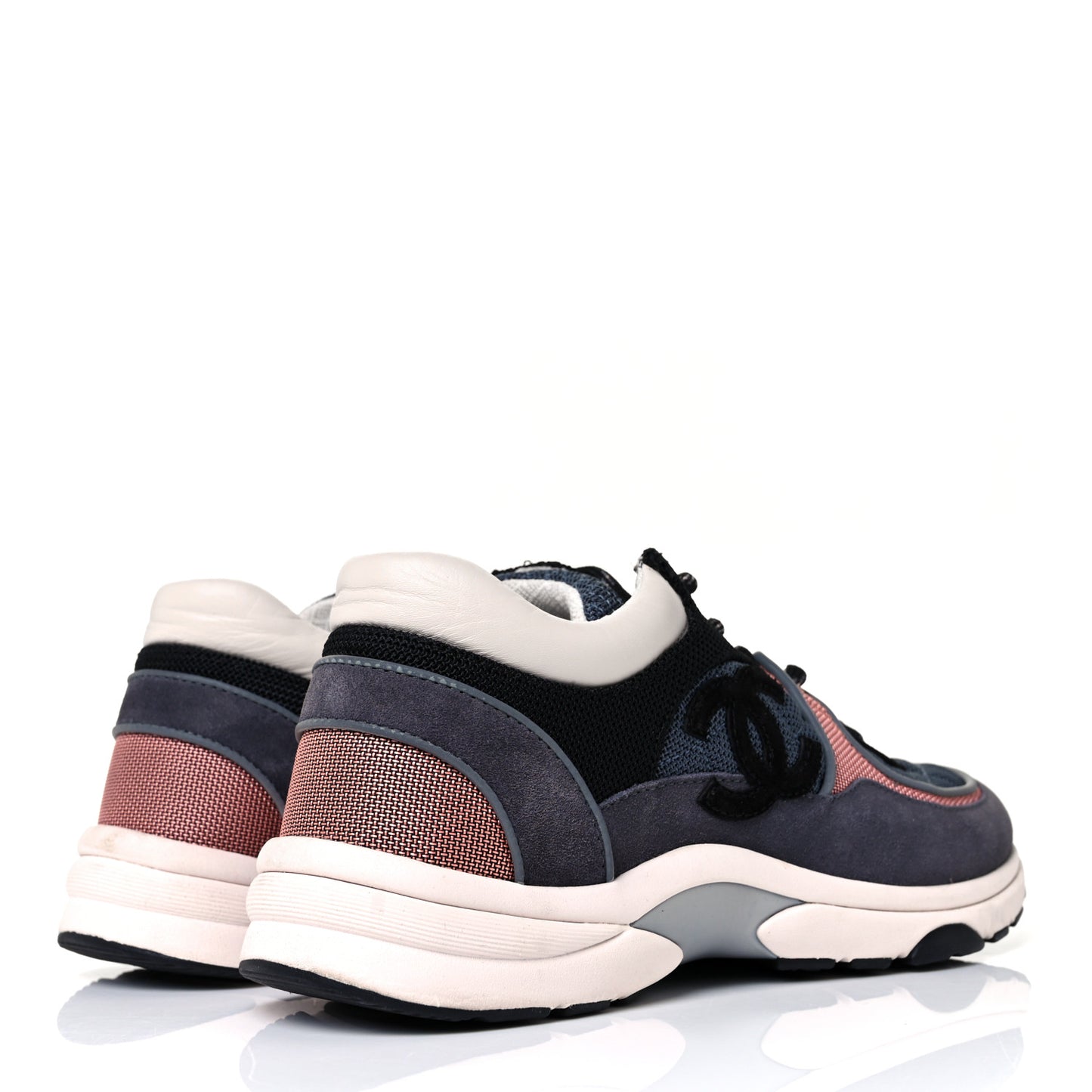 Nylon Calfskin Suede Womens CC Sneakers 39 Grey Pink
