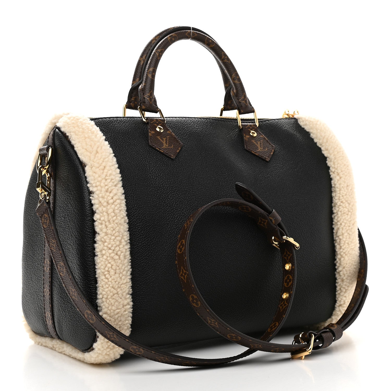 Louis Vuitton Calfskin Monogram Teddy Speedy Bandouliere 30 Black 3 of 9
