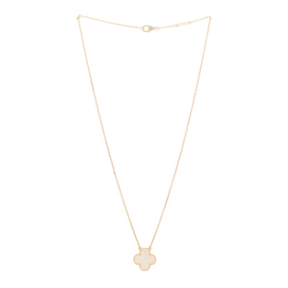 Van Cleef & Arpels 18K Yellow Gold Mother of Pearl Vintage Alhambra Pendant Necklace 2 of 5