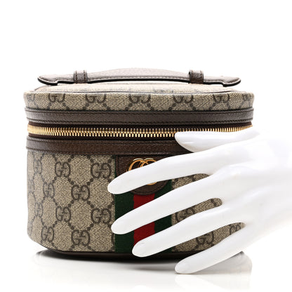 Gucci GG Supreme Monogram Textured Calfskin Web Ophidia Vanity Cosmetic Case Beige Ebony New Acero 2 of 7