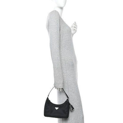 Prada Tessuto Nylon Saffiano Mini Re-Edition 2005 Bag Black 2 of 12