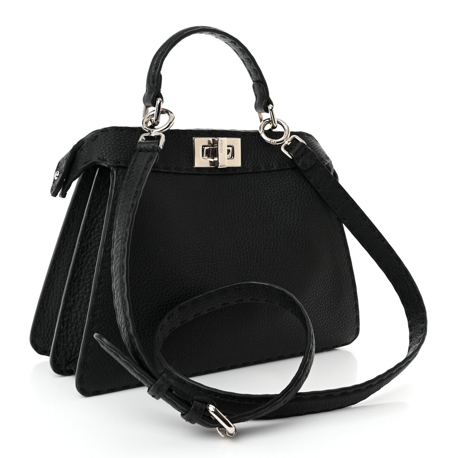 Fendi Cuoio Romano Selleria Small Peekaboo I SEE U Satchel Black Camel Sunflower 3 of 10