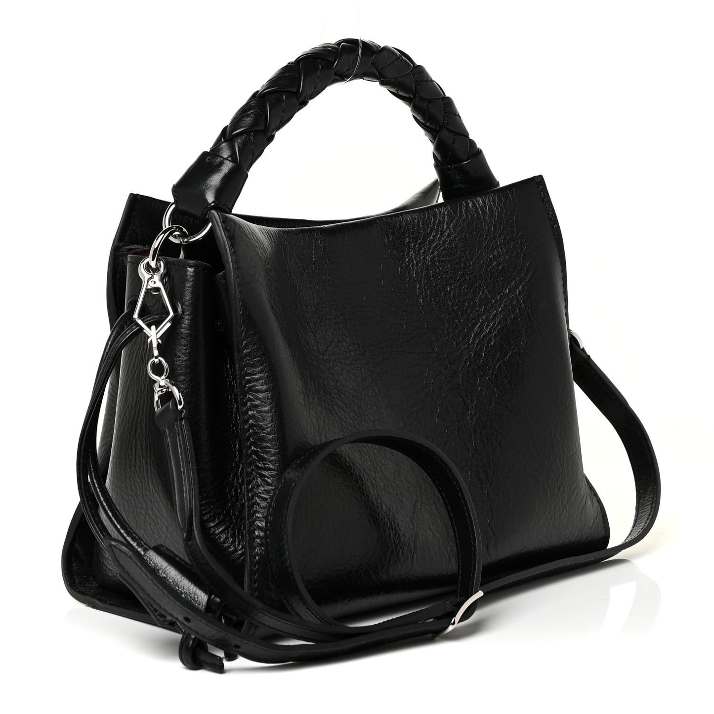 Glossy Calfskin Small Iris Tote Black