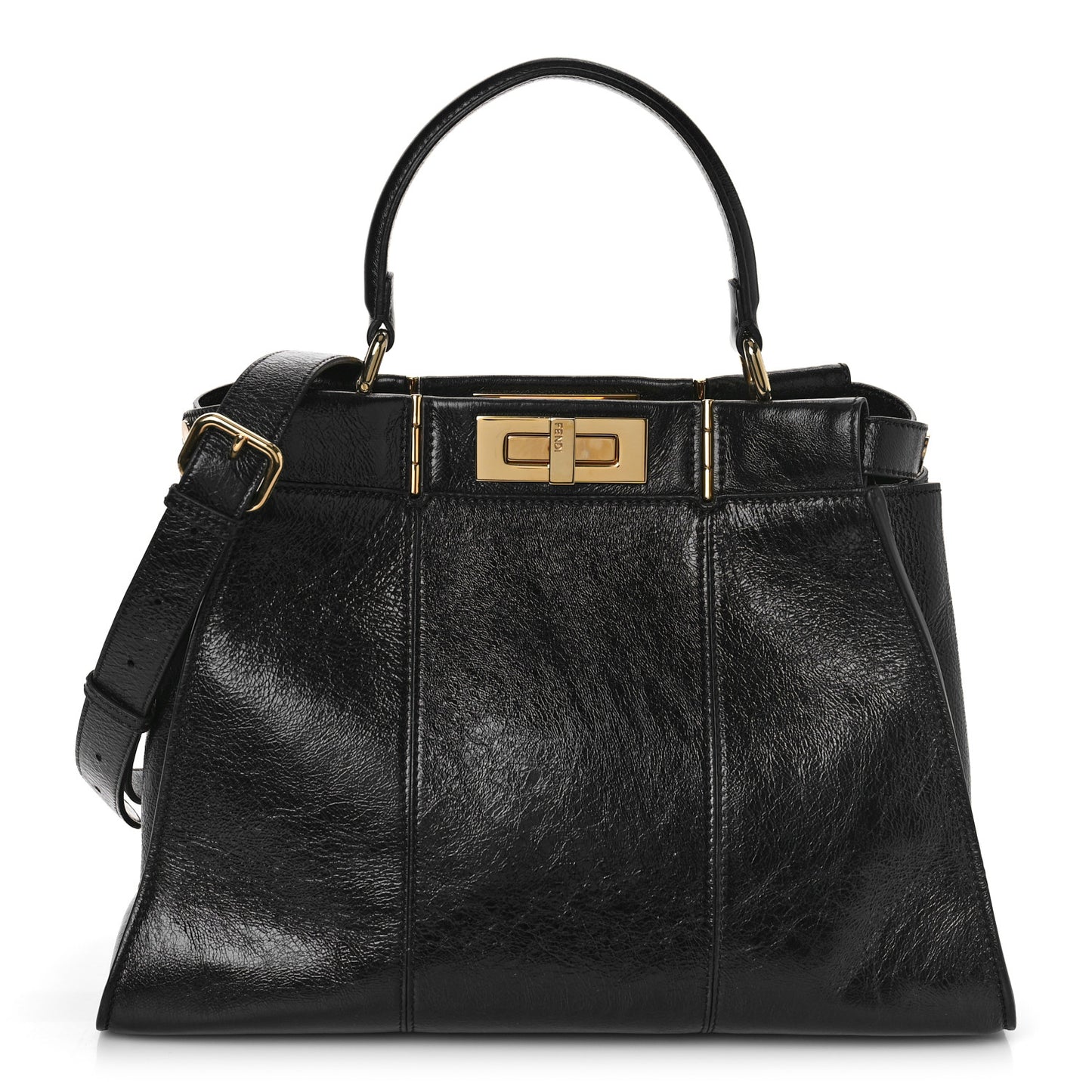Agnello Old Shine Medium Peekaboo Iconic Satchel Black