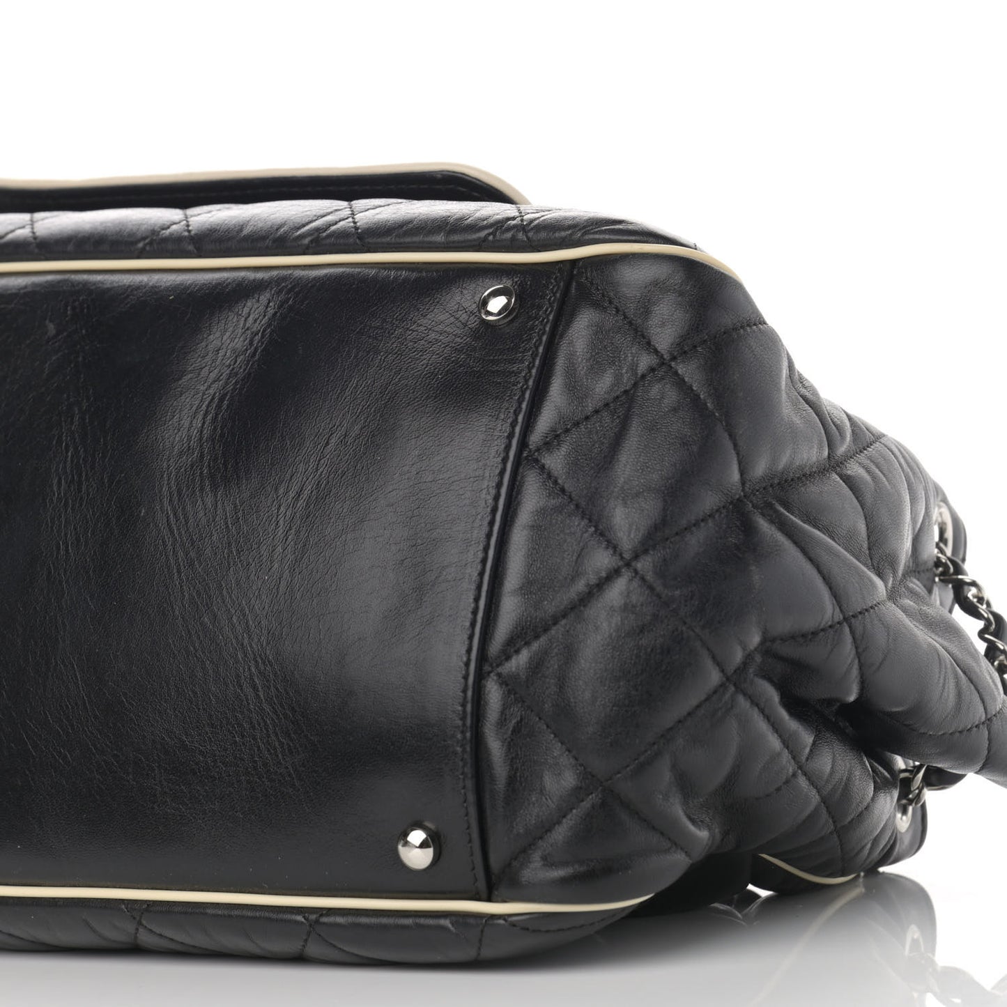 Lambskin Quilted East West Accordion Flap Black