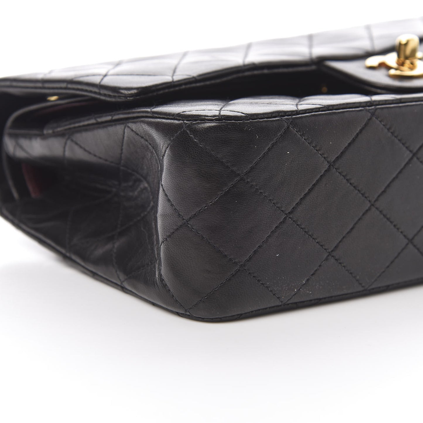 Lambskin Quilted Medium Double Flap Black