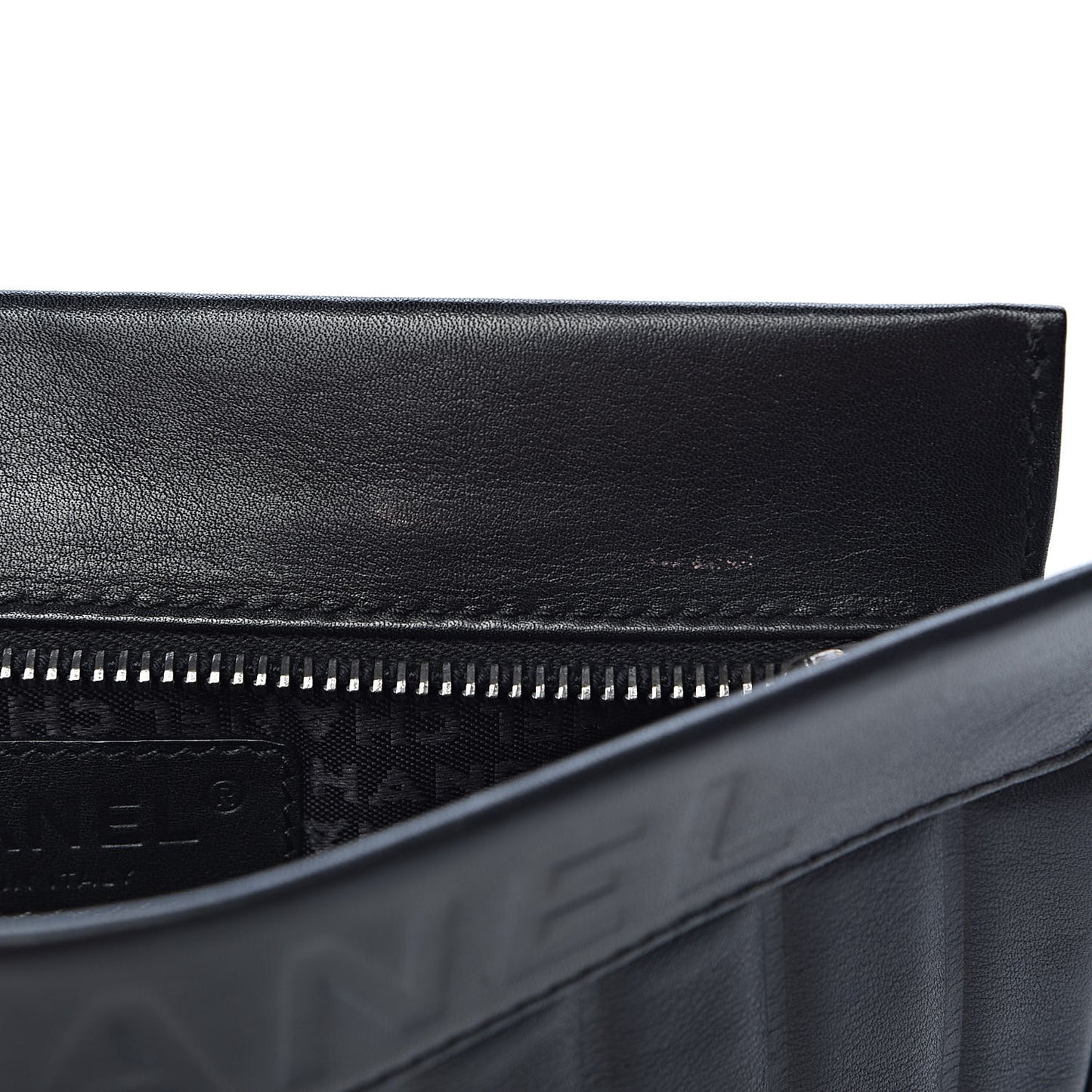 Lambskin Vertical Quilted Logo Shoulder Bag Black