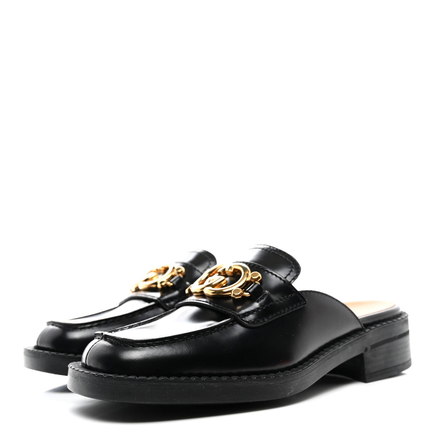 Spice Lux Womens Interlocking G Slippers 35 Black