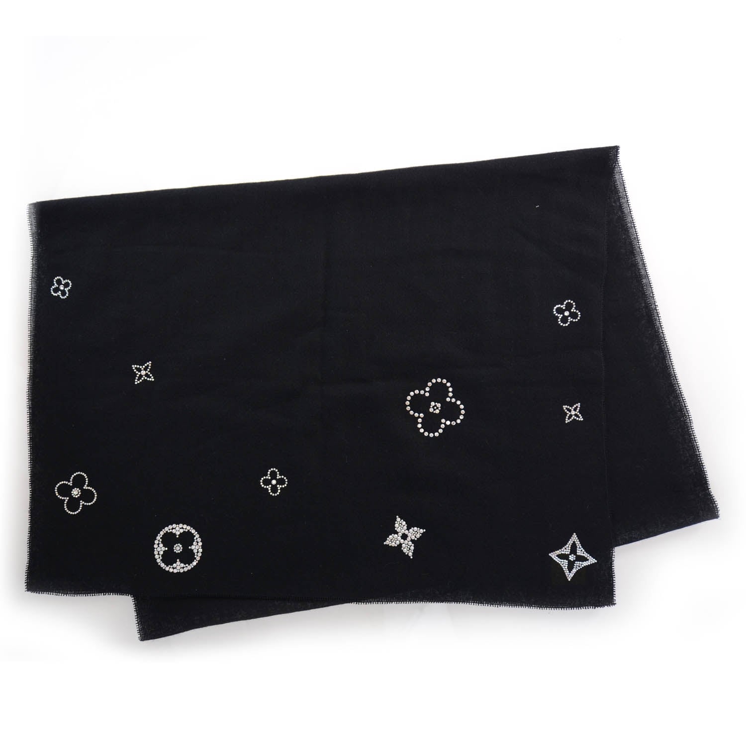 Louis Vuitton Cashmere Swarovski Crystal Monte Carlo Stole Black 3 of 5