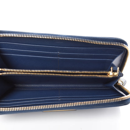 Prada Saffiano Triangle Zip Around Wallet Blue 5 of 11